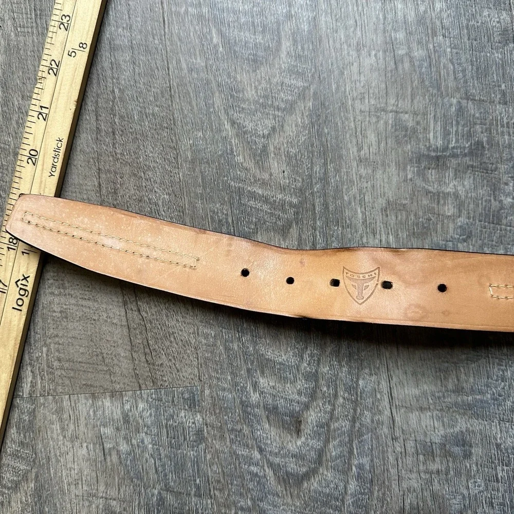 Michael Toschi Black‎ Leather Belt Black Perforated Rubber Section 40 EXCELLENT